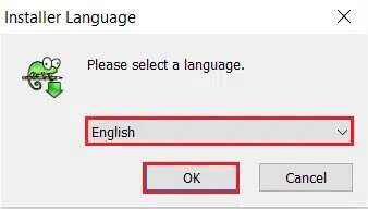 select-language-and-click-on-OK-338x192 كيفية إضافة البرنامج المساعد Notepad ++ على Windows 10
