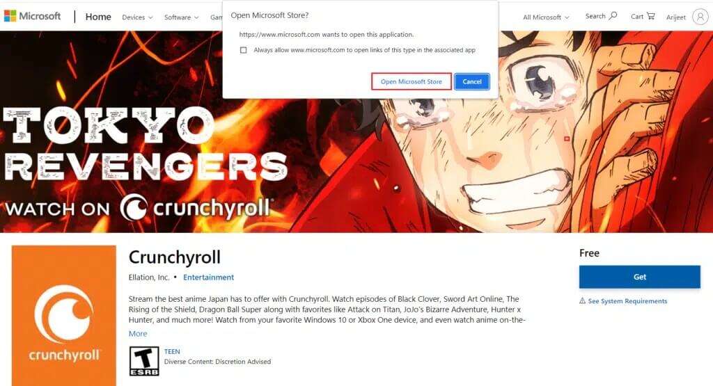 select-open-microsoft-store-in-chrome-1-1024x555-1-1024x555 كيفية إصلاح عدم عمل Crunchyroll