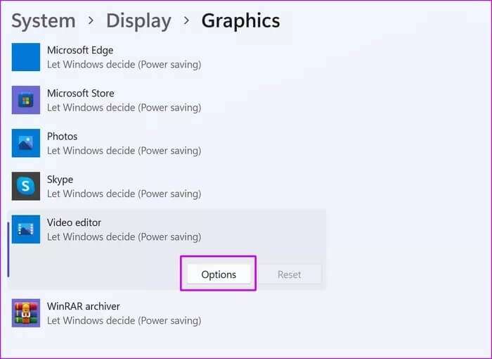 select-options-in-graphics-menu_935adec67b324b146ff212ec4c69054f-700x510 أفضل 8 طرق لتحسين أداء الألعاب على Windows 11