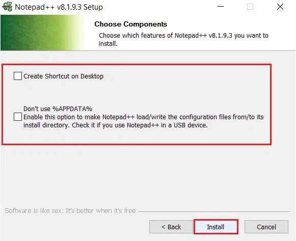 select-the-options-in-choose-components-window-and-click-on-Next-in-Notepad-installation-wizard-581x473 كيفية إضافة البرنامج المساعد Notepad ++ على Windows 10