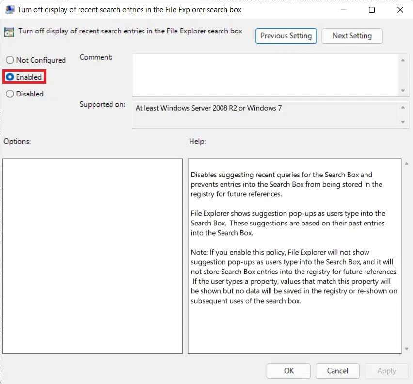 setting-properties-dialog-box-852x792 كيفية تعطيل البحث عبر الإنترنت من قائمة ابدأ في Windows 11