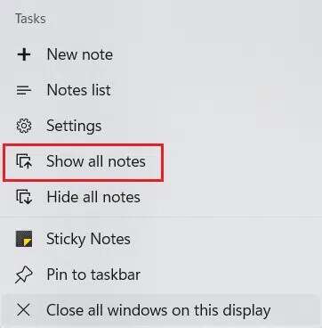 show-all-notes-in-sticky-notes-context-menu-362x368 كيفية استخدام Sticky Notes في Windows 11