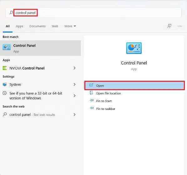 start-menu-result-for-control-panel-597x559 طرق لتسريع Windows 11
