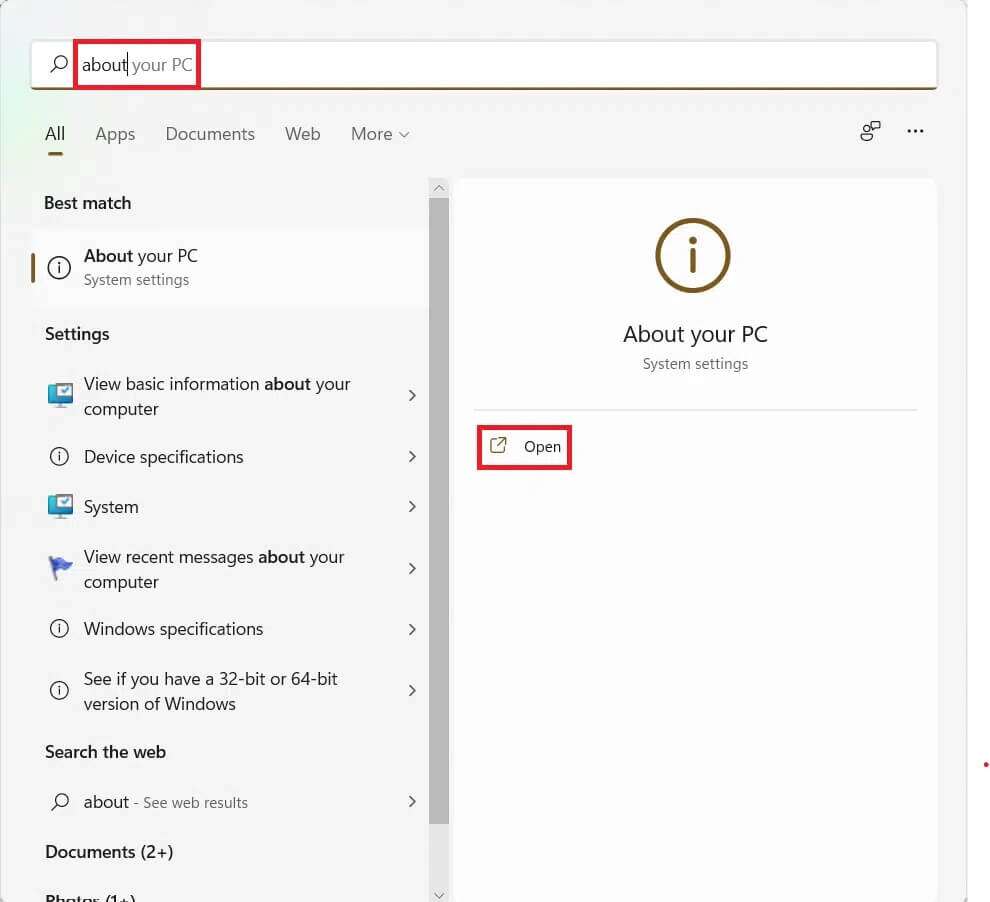 start-menu-search-results-for-about-your-pc-990x902 كيفية إصلاح تعطل شريط مهام Windows 11