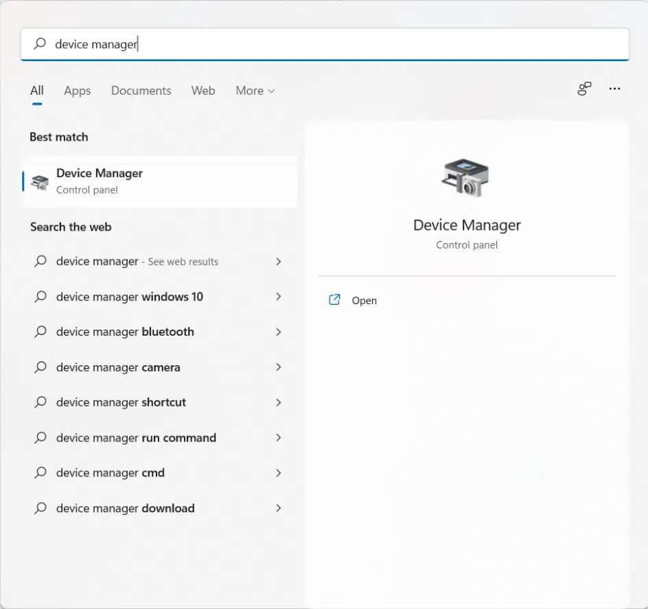 start-menu-search-results-for-device-manger-944x887 كيفية إصلاح عدم عمل كاميرا ويب Windows 11