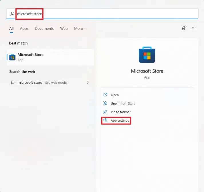 start-menu-search-results-for-microsoft-store-1-713x669 كيفية إصلاح عدم فتح متجر Microsoft على Windows 11