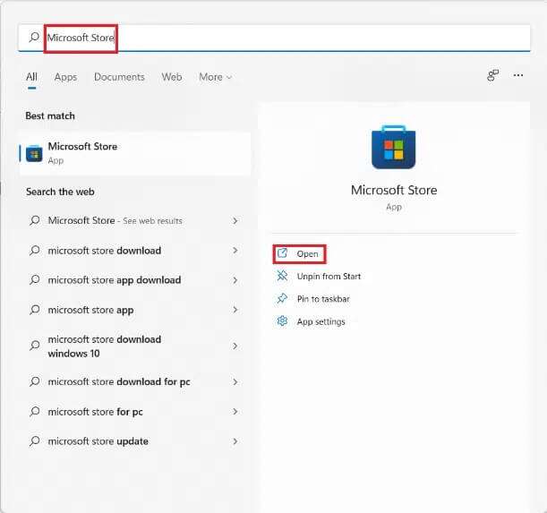 start-menu-search-results-for-microsoft-store-611x573 إصلاح التطبيقات التي لا يمكن فتحها في Windows 11
