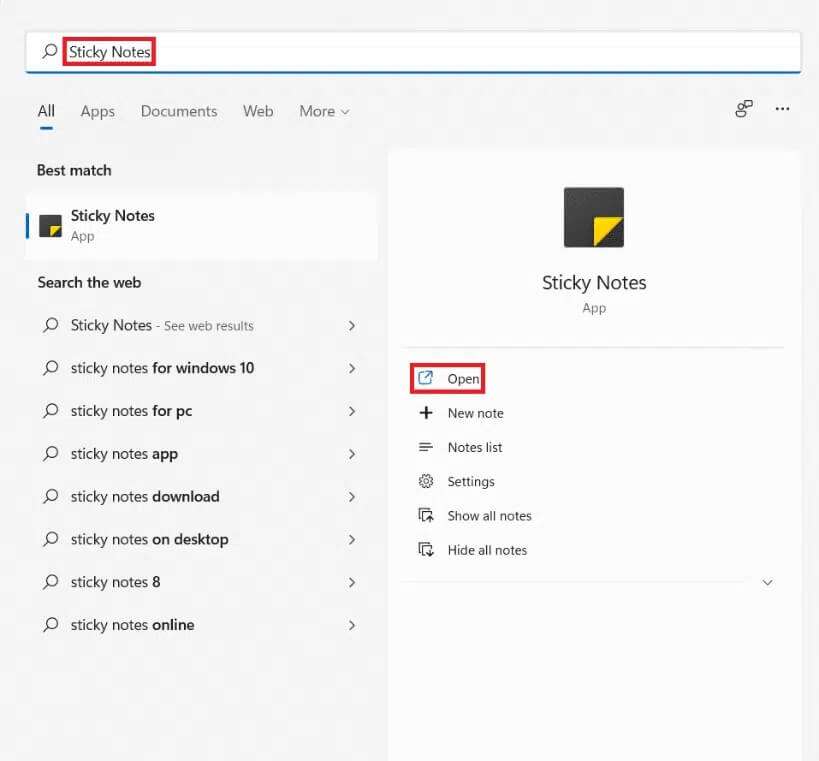 start-menu-search-results-for-sticky-notes-1-819x761 كيفية استخدام Sticky Notes في Windows 11