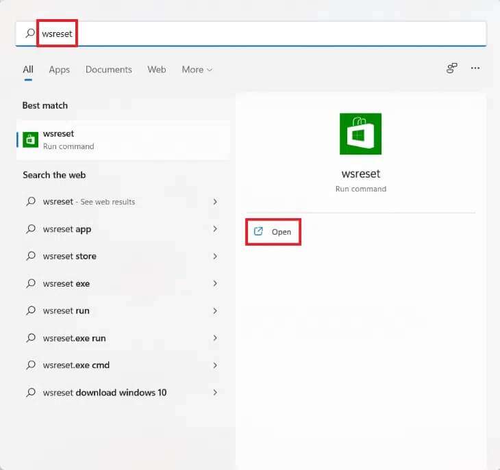 start-menu-search-results-for-wsreset-730x687 كيفية إصلاح عدم فتح متجر Microsoft على Windows 11