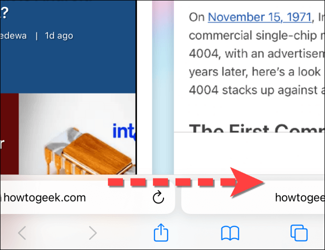 swipe-right-on-tab-bar-to-move-to-previous-tab كيفية التبديل بين علامات التبويب في Safari على iPhone