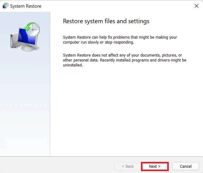 system-restore-wizard-658x560 إصلاح خطأ فادح في العمليات الحرجة على Windows 11