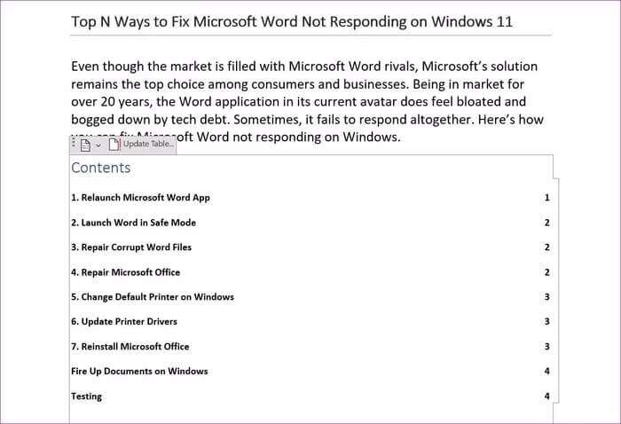 كيفية إدراج جدول محتويات في Microsoft Word - %categories