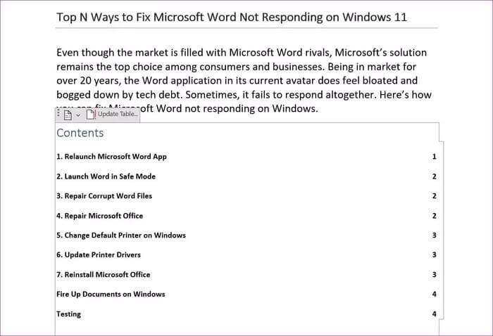 table-of-content-added_935adec67b324b146ff212ec4c69054f-700x478 كيفية إدراج جدول محتويات في Microsoft Word