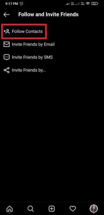 tap-on-follow-contacts-334x687 كيفية البحث عن شخص ما على Instagram برقم الهاتف
