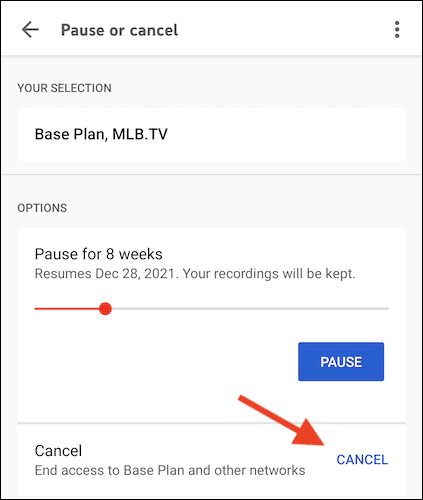 tap-the-cancel-link كيفية إلغاء (أو إيقاف) اشتراكك في YouTube TV