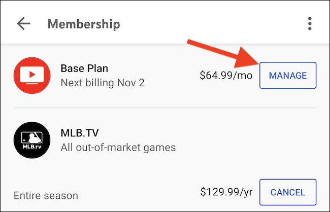 tap-the-manage-button-next-base-plan كيفية إلغاء (أو إيقاف) اشتراكك في YouTube TV