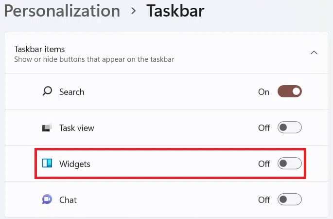 taskbar-settings-685x450 كيفية إزالة Weather Widget من شريط المهام في Windows 11