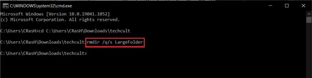 the-rmdir-command-to-delete-the-folder-in-command-prompt-1024x258 كيفية حذف المجلدات والمجلدات الفرعية في PowerShell