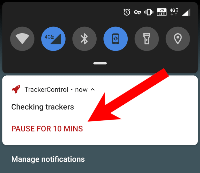 trackercontrol-pause-ten-minutes كيفية مراقبة وحظر متتبعات الإعلانات على نظام Android