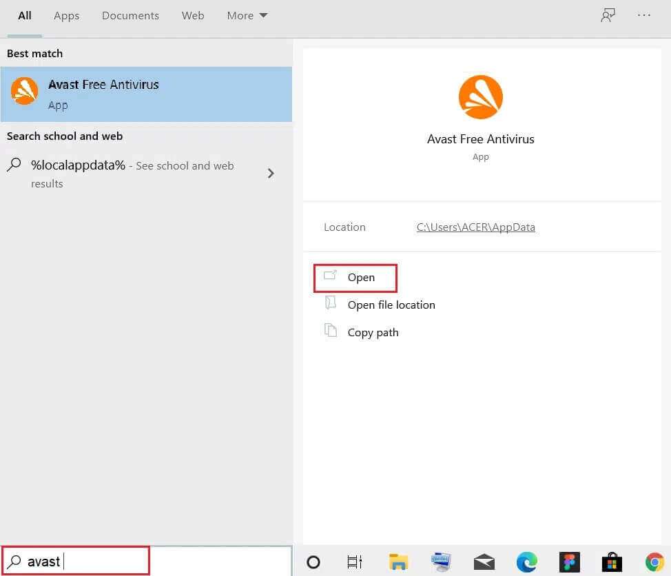 type-avast-and-click-open-in-windows-search-bar-1-974x836 كيفية تنزيل أداة إصلاح Hextech