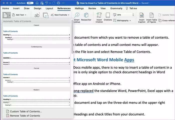 كيفية إدراج جدول محتويات في Microsoft Word - %categories