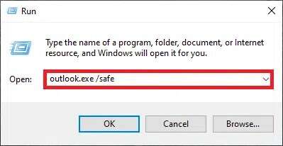 type-outlook-exe-safe-and-hit-enter-to-launch-out-1-399x206 إصلاح عدم فتح تطبيق Outlook في Windows 10