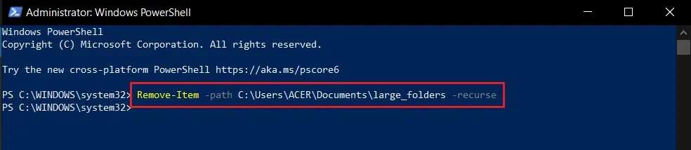 كيفية حذف المجلدات والمجلدات الفرعية في PowerShell - %categories