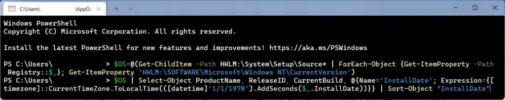type-the-following-commands-to-shown-date-and-type-in-Windows-PowerShell-Windows-11-1024x203-1-1024x203 كيفية التحقق من تاريخ تثبيت البرنامج في Windows