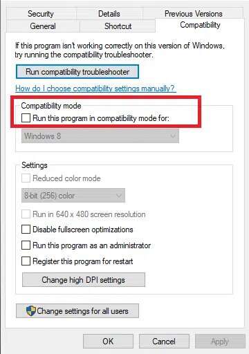 uncheck-the-box-next-to-run-this-program-in-compa-360x512 إصلاح عدم فتح تطبيق Outlook في Windows 10