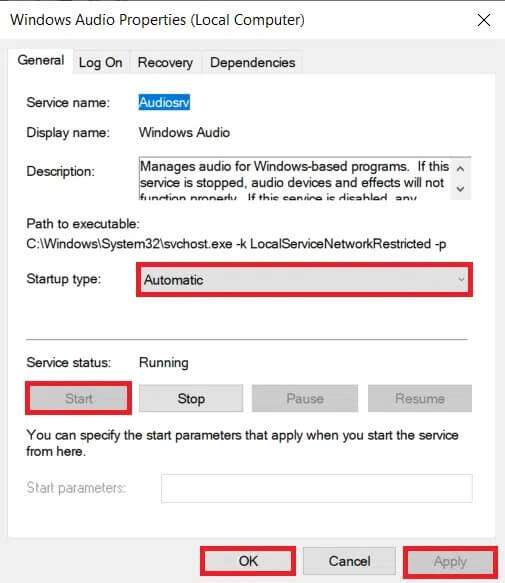 under-general-tab-select-automatic-in-startup-typ-505x583 إصلاح خطأ عدم تثبيت أجهزة الصوت على Windows 10