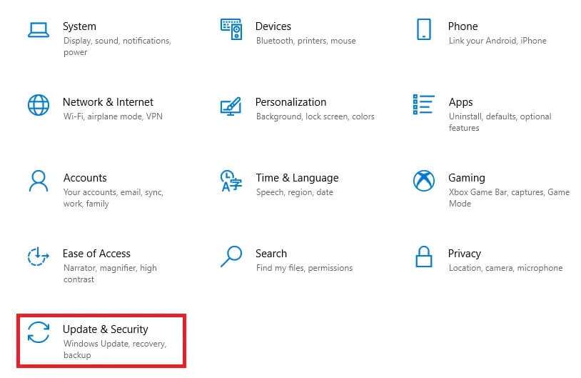 update-and-security-1-814x529 7 طرق لإصلاح أخطاء شاشة الموت الزرقاء في iaStorA.sys على Windows 10