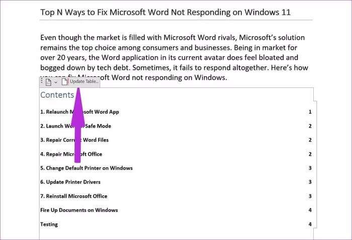 update-table-of-contents_935adec67b324b146ff212ec4c69054f-700x478 كيفية إدراج جدول محتويات في Microsoft Word