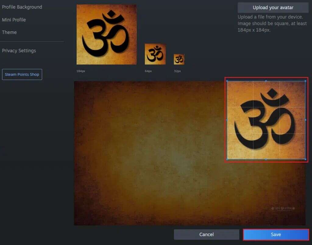 upload-your-avatar-and-click-on-Save-button-in-Steam-upload-your-avatar-page-on-browser-1024x805-1-1024x805 كيفية تغيير صورة ملف تعريف Steam