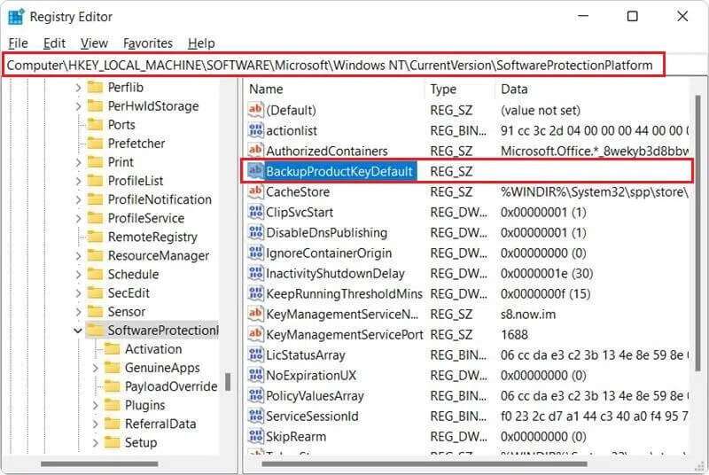 view-product-key-in-registry-editor-800x536 كيفية البحث عن مفتاح منتج Windows 11