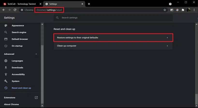 visit-chrome-settings-reset-and-click-on-restor-819x446 كيفية إصلاح عدم فتح ملفات PDF في Chrome