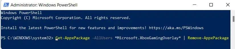 windows-powershell-window-3-825x175 كيفية تعطيل Xbox Game Bar على Windows 11