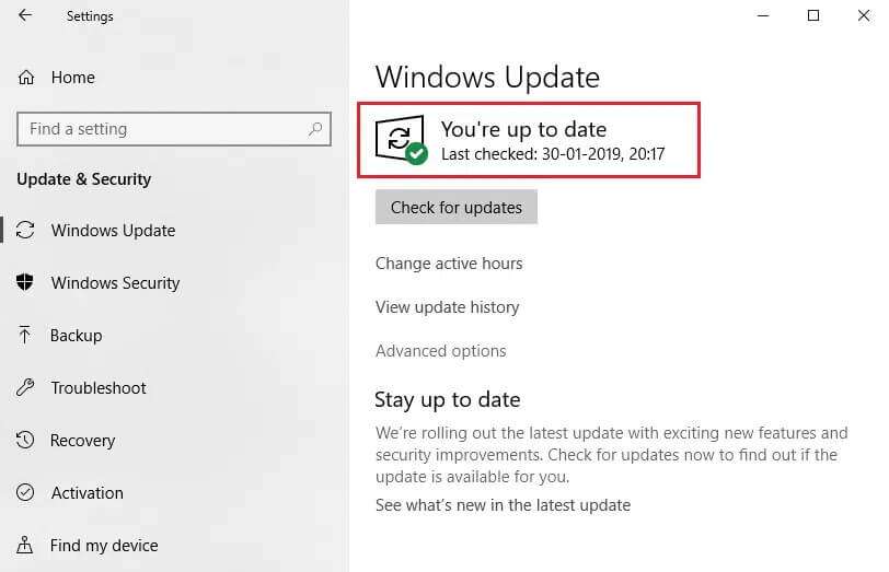windows-update-youre-up-to-date-message-1-812x523 إصلاح عدم ظهور القرص الصلب في Windows 10