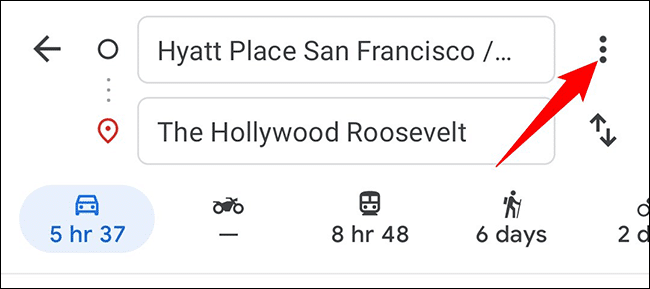1-google-maps-mobile-menu كيفية تجنب الطرق السريعة على Google Maps