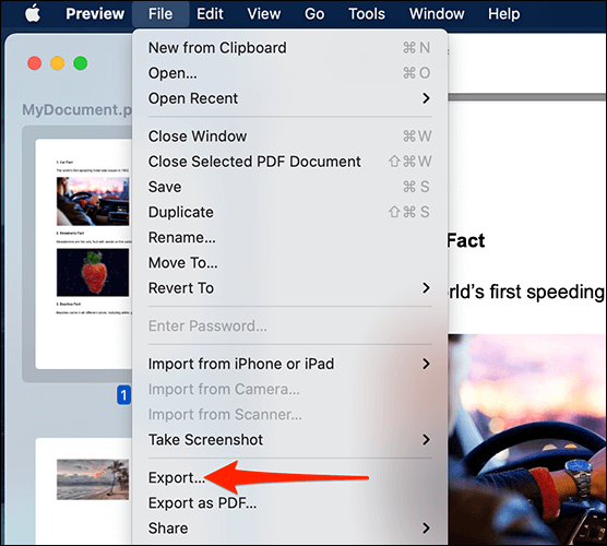 3-export-pdf-preview كيفية تحويل ملفات PDF إلى JPG على نظام Mac
