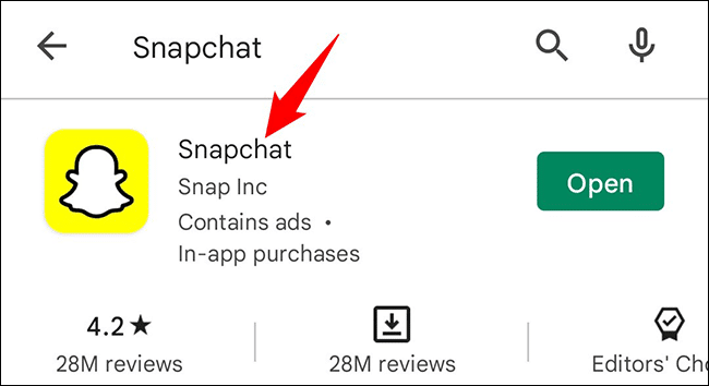 4-android-select-snapchat كيفية تحديث Snapchat