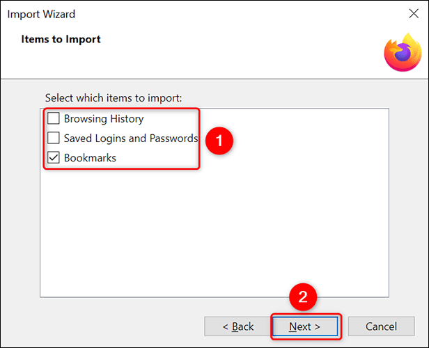 5-firefox-desktop-select-bookmarks كيفية استيراد الإشارات المرجعية إلى Mozilla Firefox