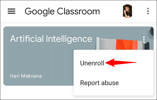 5-google-classroom-mobile-unenroll كيفية مغادرة Google Classroom