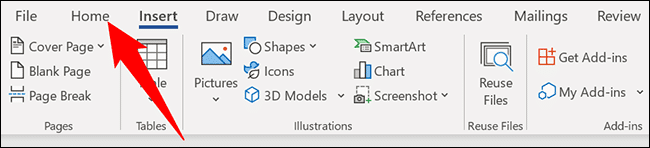 5-word-home-tab كيفية إدراج فاصل صفحة في Microsoft Word