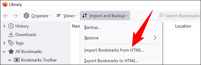 7-firefox-desktop-import-html كيفية استيراد الإشارات المرجعية إلى Mozilla Firefox