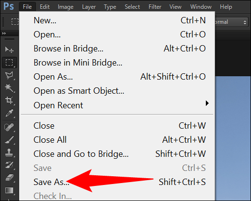 7-photoshop-save-as كيفية تحويل PNG إلى JPG على Windows 10 أو 11