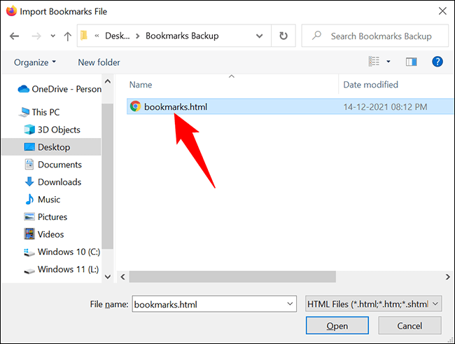 8-firefox-desktop-select-html كيفية استيراد الإشارات المرجعية إلى Mozilla Firefox