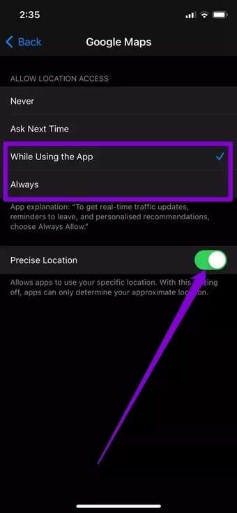 Allow-Google-Maps-to-Access-Location-on-iPhone_7c4a12eb7455b3a1ce1ef1cadcf29289-340x737 إصلاح عدم عمل خرائط Google على iPhone