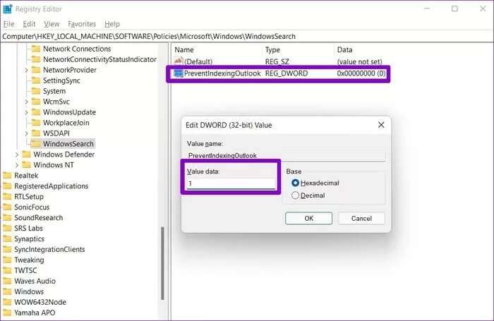 Change-Registry-Value_935adec67b324b146ff212ec4c69054f-700x455 أفضل 7 طرق لإصلاح عدم عمل بحث Outlook على Windows 11