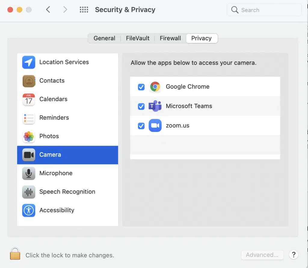 Click-on-Security-and-Privacy-and-select-Camera-1024x892-1-1024x892 كيفية إصلاح عدم عمل الميكروفون على Mac