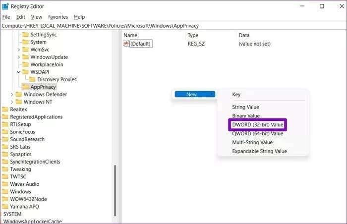 Create-New-DWORD-Value_935adec67b324b146ff212ec4c69054f-1-700x452 أفضل 5 طرق لتعطيل تطبيقات الخلفية على Windows 11